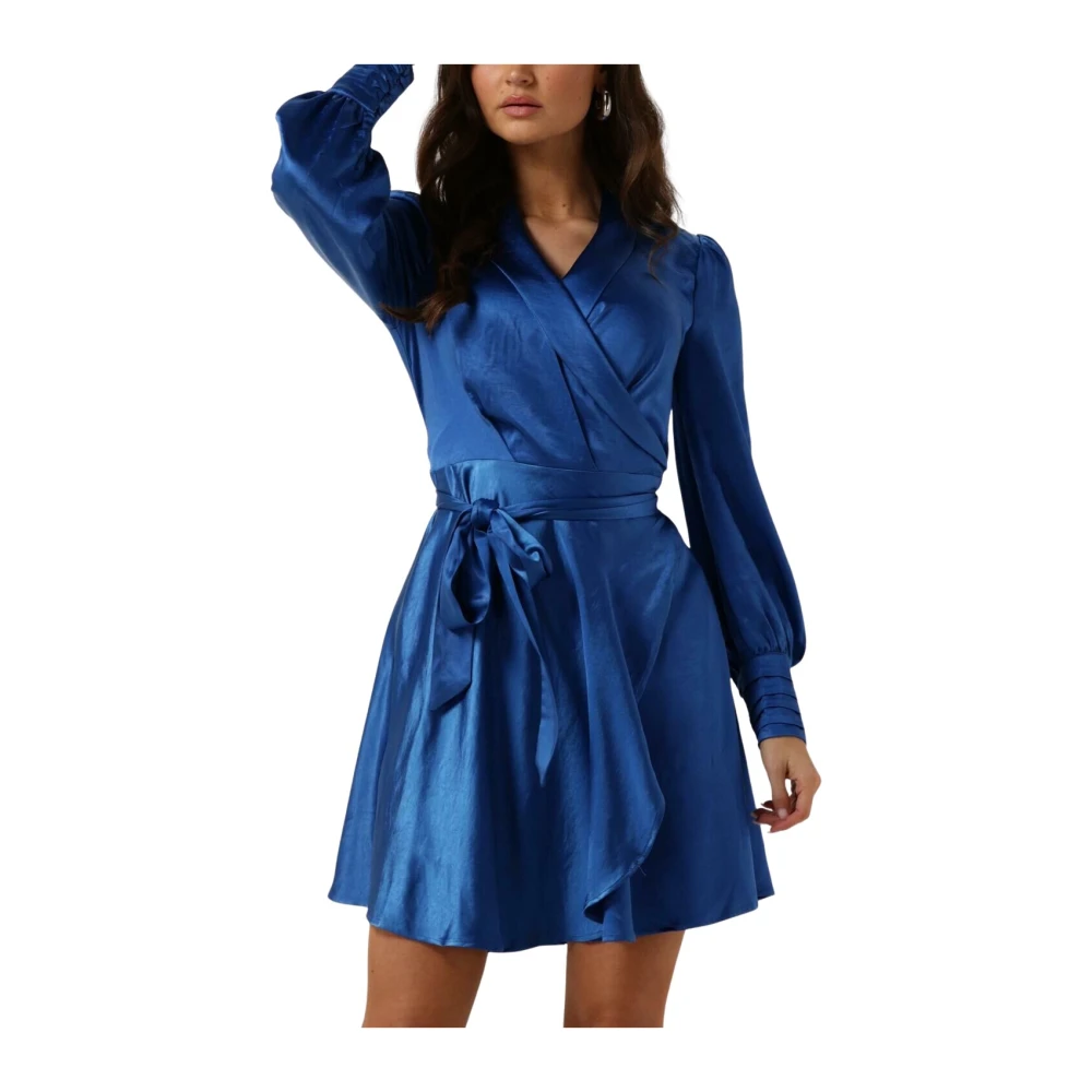 Notre-v Satin Jurk Lange Mouwen Kobaltblauw Blue Dames