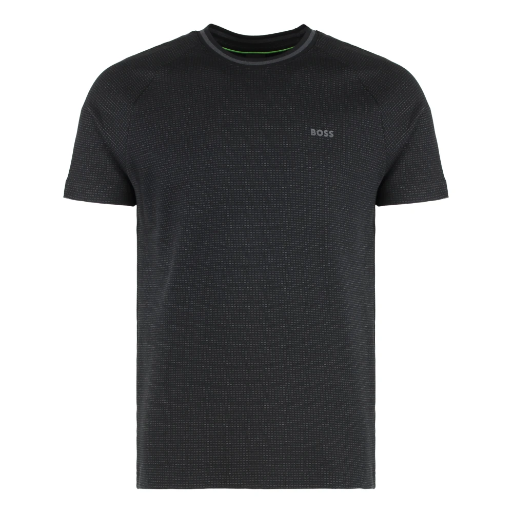 Hugo Boss Geribbelde Katoenen Crew-Neck T-shirt Black Heren