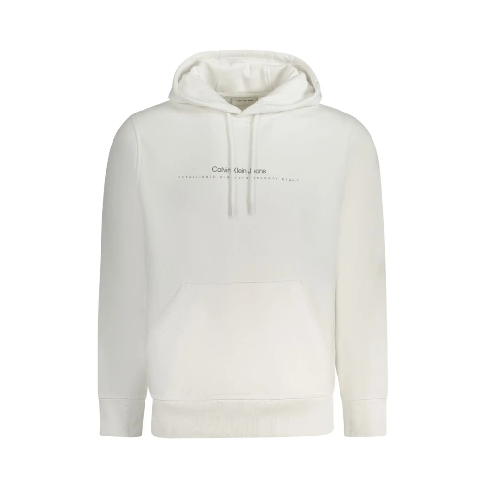 Calvin Klein Men's White Hoodies, 2XL, Cotton Jumper