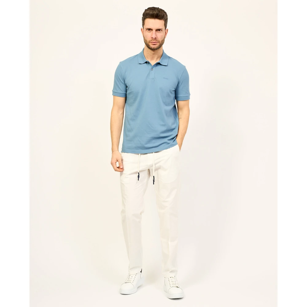 Boss Blauwe Polo T-shirt met Piqué Textuur Blue Heren