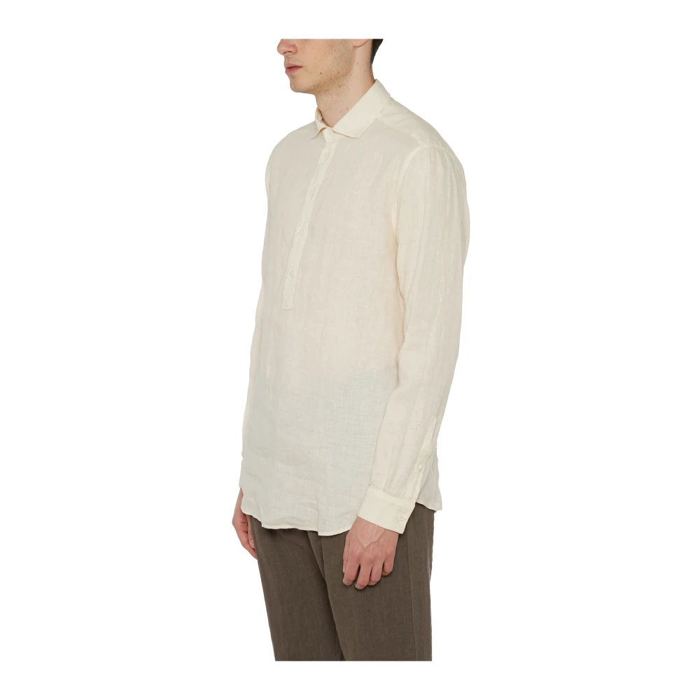 Paolo Pecora Linnen Overhemd Beige Heren