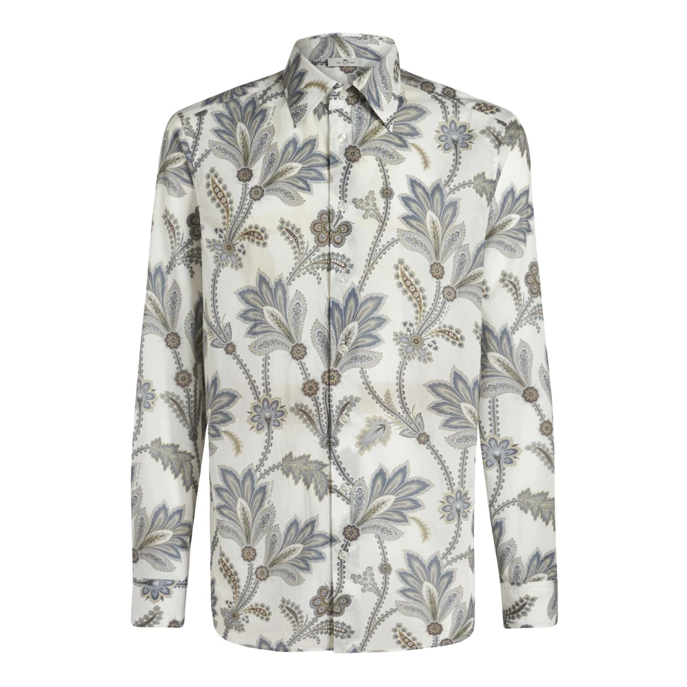 ETRO Witte Bloemenprint Getailleerd Overhemd Multicolor Heren