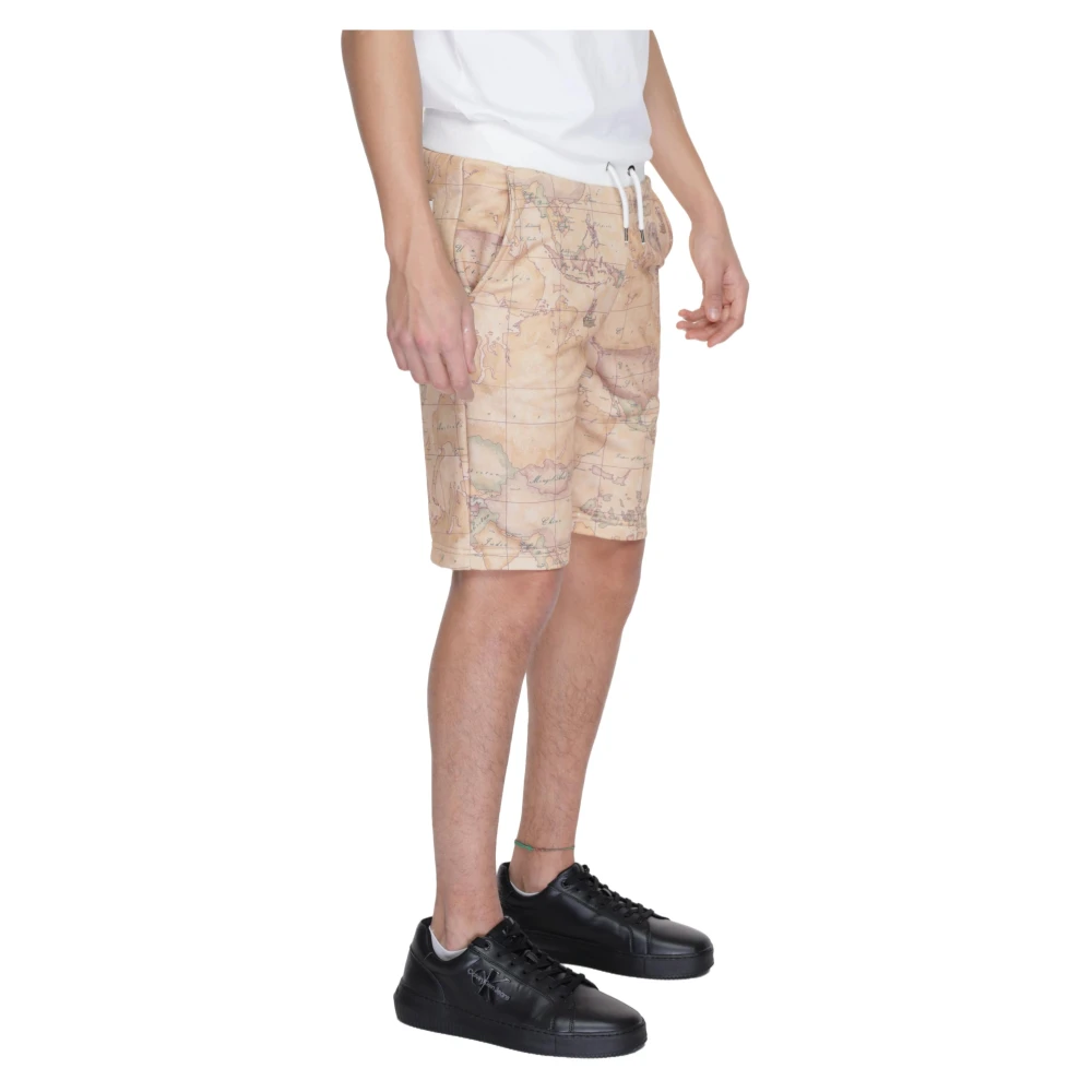 Alviero Martini 1a Classe Beige Bedrukte Heren Shorts met Zakken Beige Heren