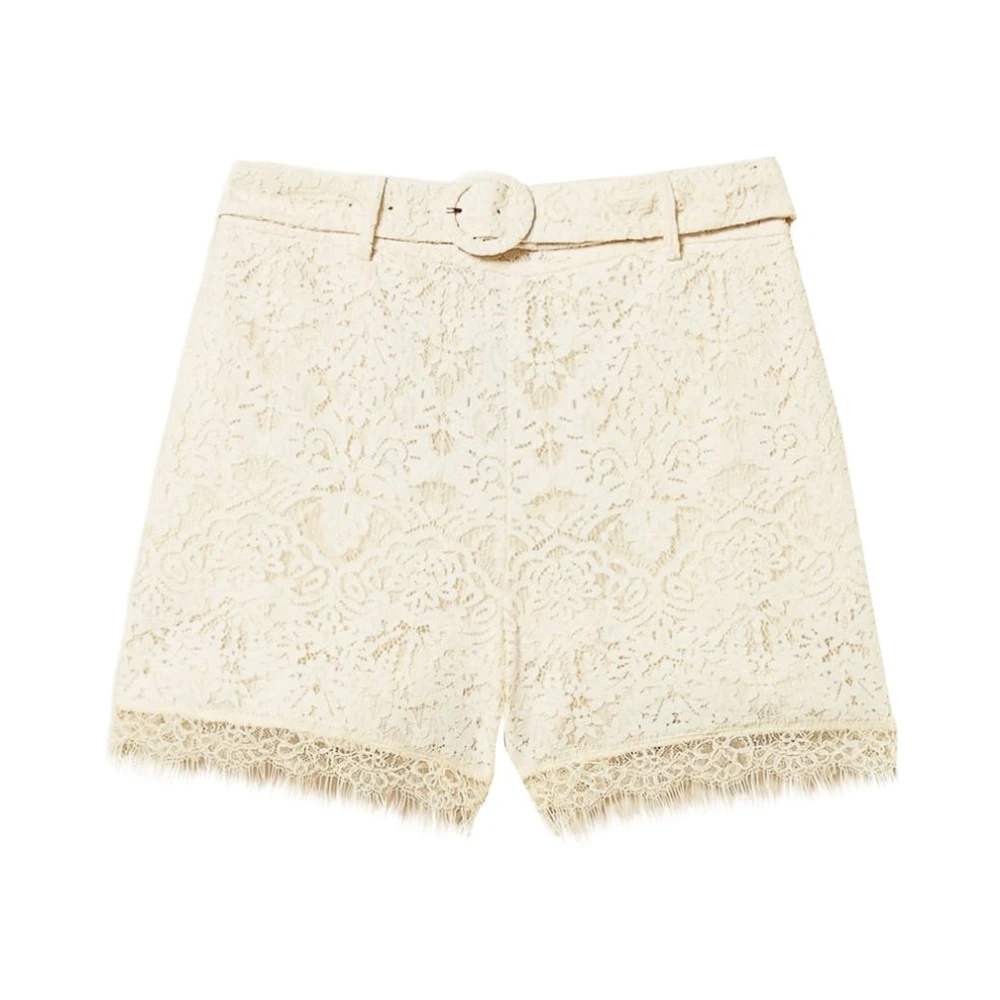 Twinset Women's White Lace Shorts With Belt - Short Shorts - S - Shorts