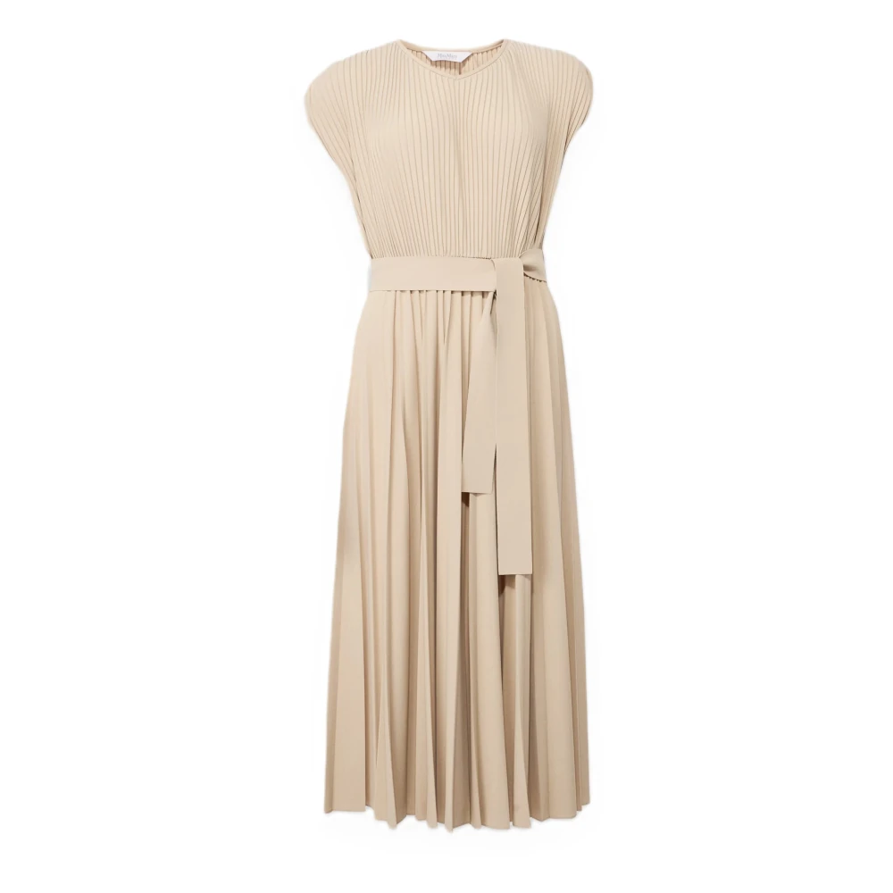 Max Mara Geplooide midi-jurk met verstelbare riem Beige Dames