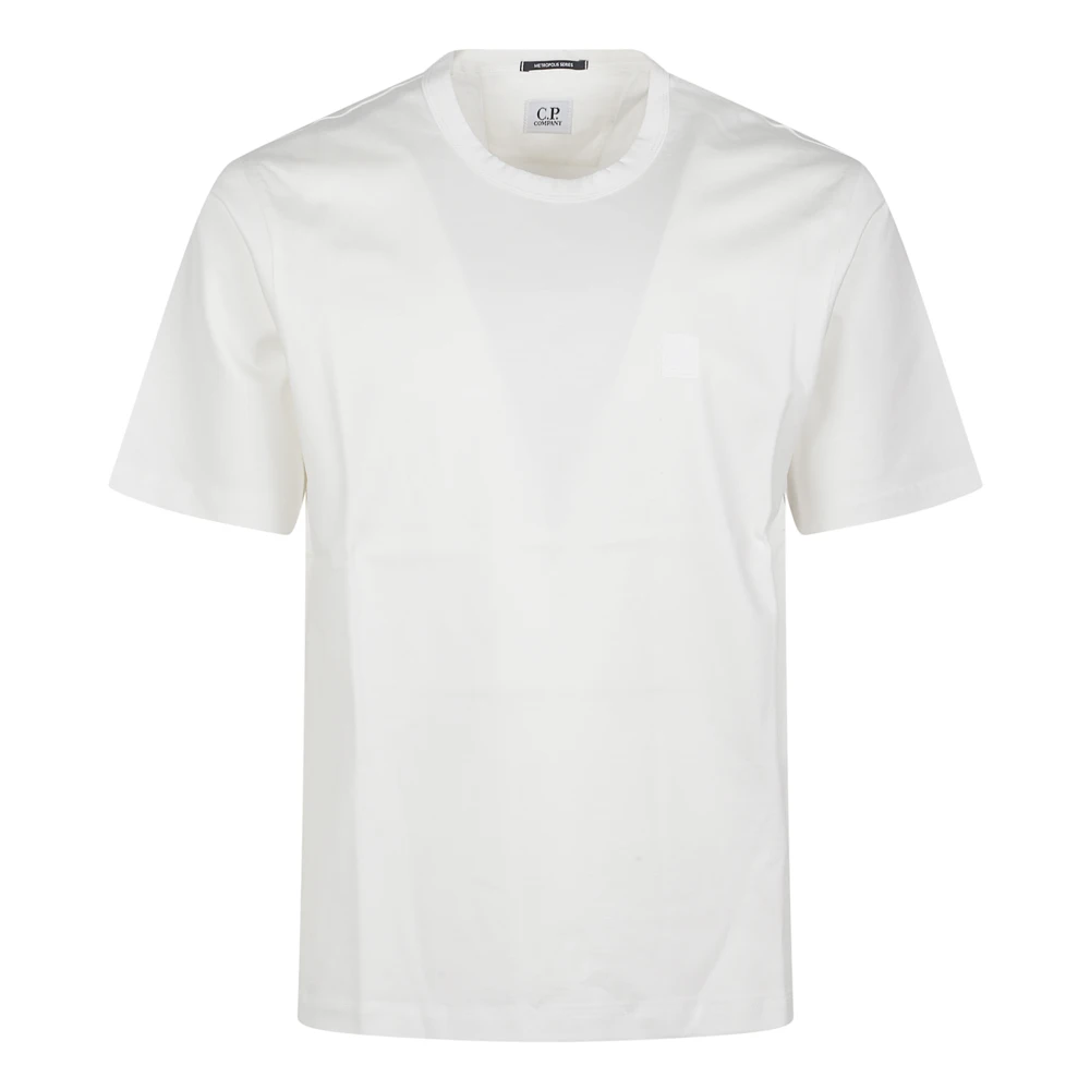C.p. Company Men's White T-Shirts, S, Short-Sleeved T-Shirt With Logo