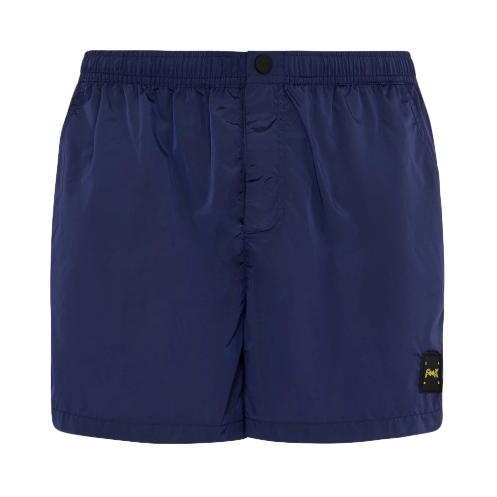 F**k Kort Effect Shantung Glanzend Blue Heren