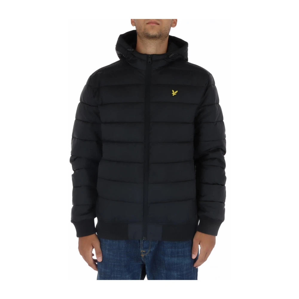 Lyle & Scott Zwarte Bedrukte Hoodie met Rits Black Heren