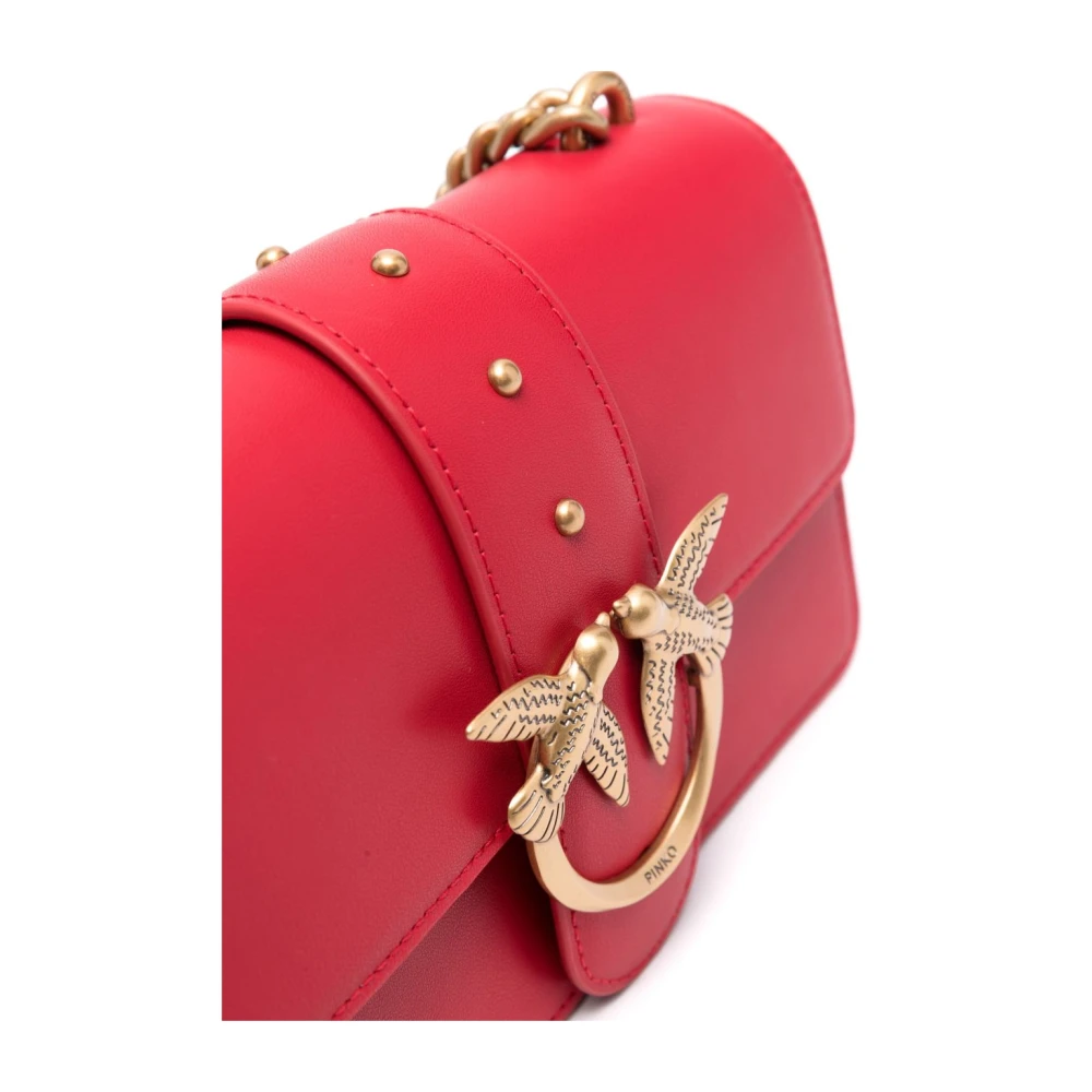 pinko Rode en Gouden Leren Schoudertas Red Dames