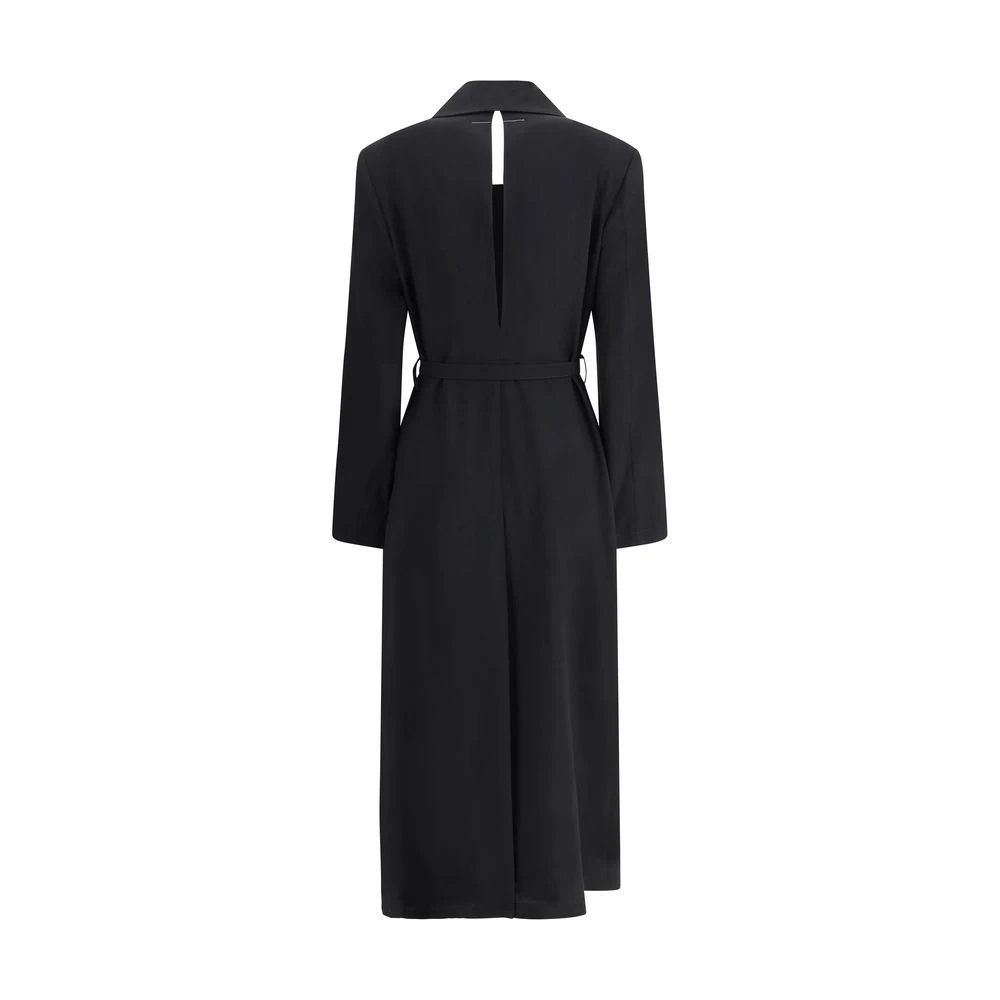 MM6 Maison Margiela Wollen Trenchcoat met Riem Black Dames