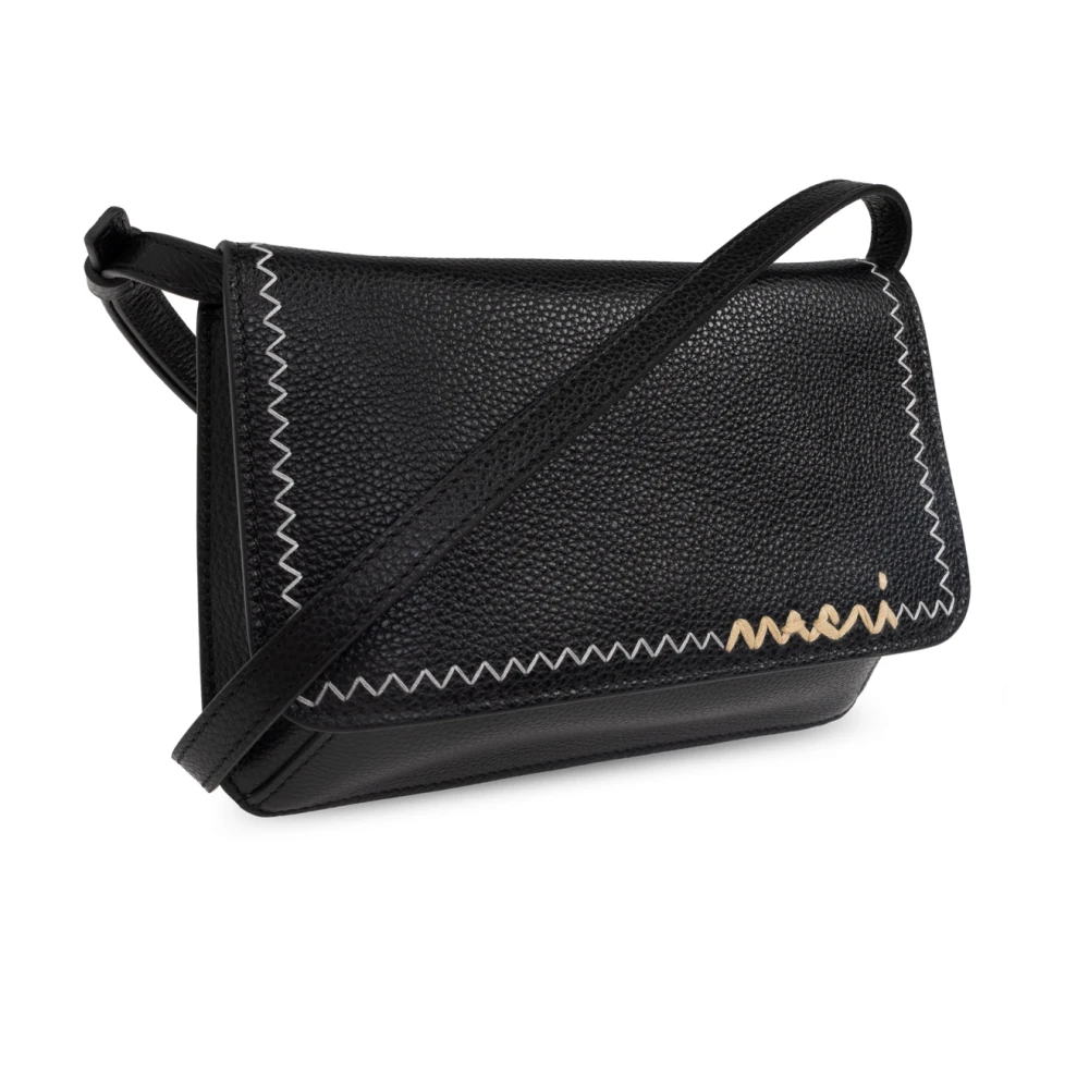 Marni Leren schoudertas Black Dames