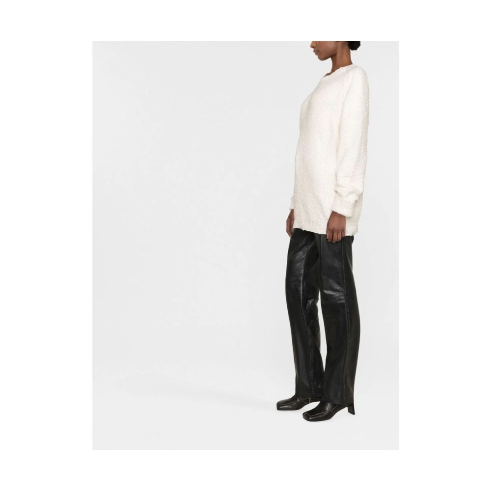 Maison Margiela Witte Crew Neck Sweater Geborsteld Effect White Dames
