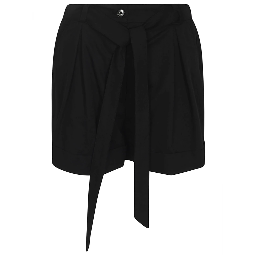 pinko Zwarte Katoenen Poplin Geplooide Shorts Black Dames