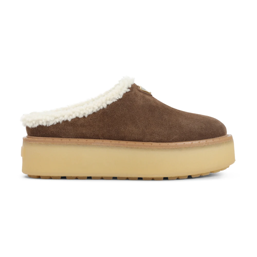 Prada Women's Brown Shearling Slippers - Mules - 6 Uk - Shoes