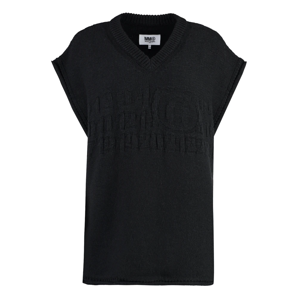 MM6 Maison Margiela Geribde wollen vest Black Dames