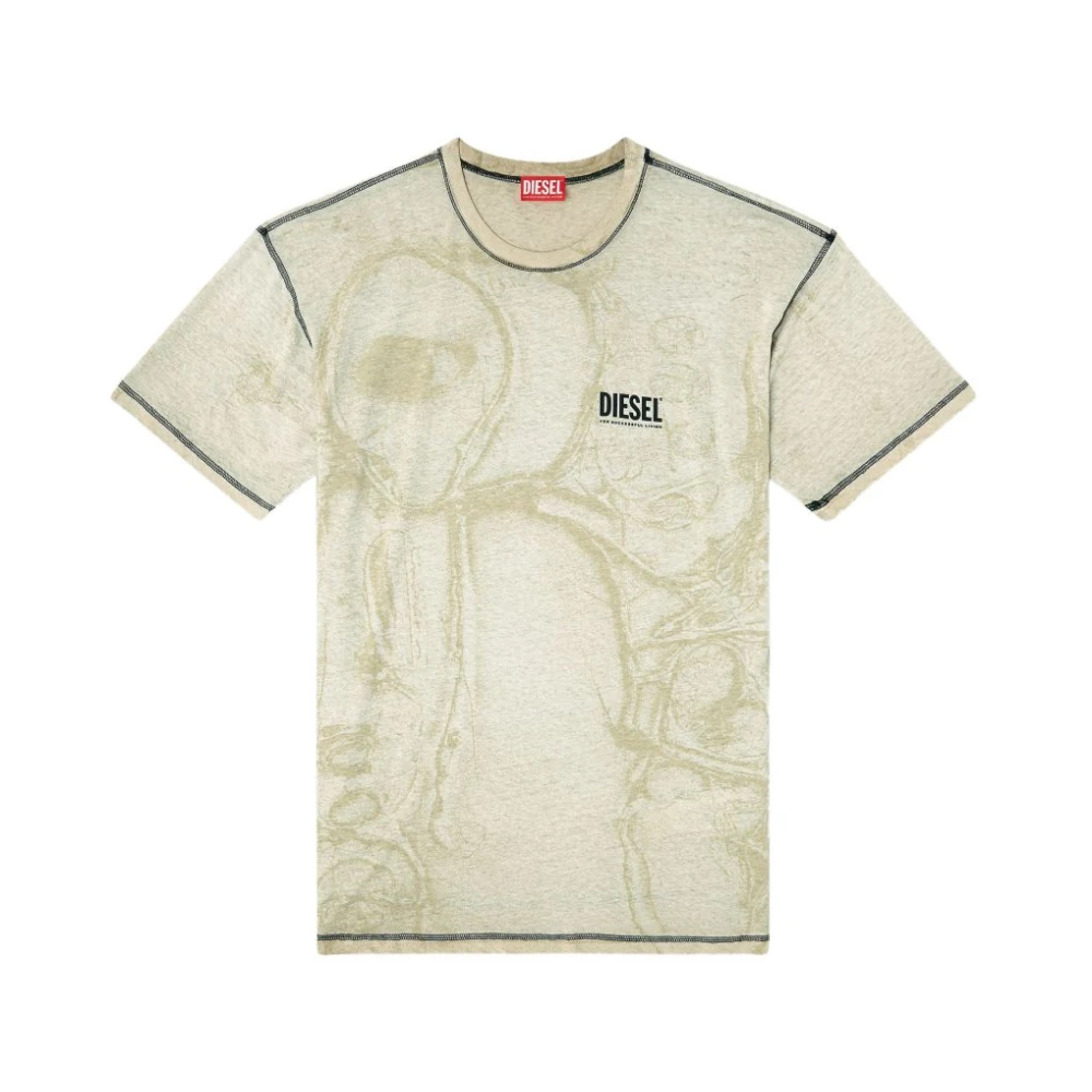 Diesel Uomo Beige - T-Shirt Girocollo T-Norm-V15 - Tops - S