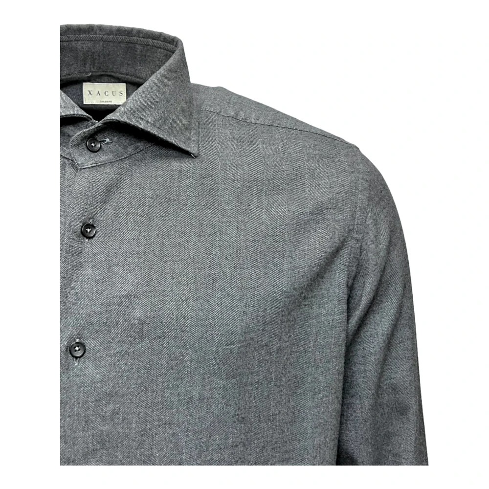 Xacus Gewassen Flanel Katoen Lyocell Antraciet Gray Heren