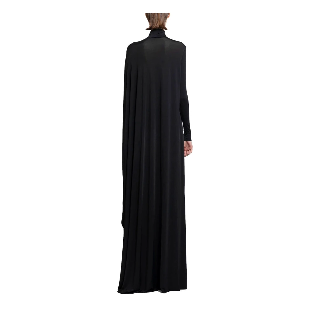 Balenciaga Minimalistische Maxi Jurk met Asymmetrisch Gedrapeerd Paneel Black Dames