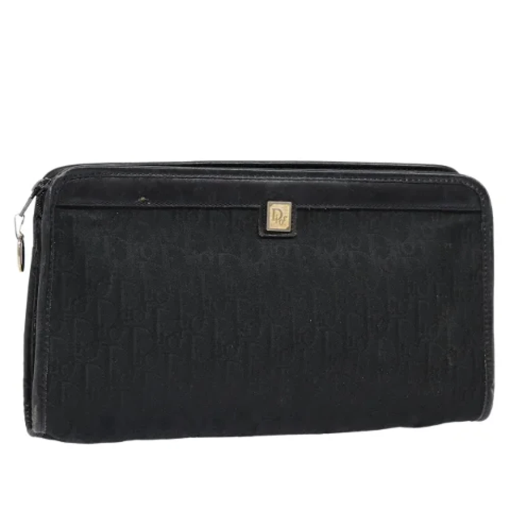 Dior Vintage Pre-owned Canvas clutches Black Dames