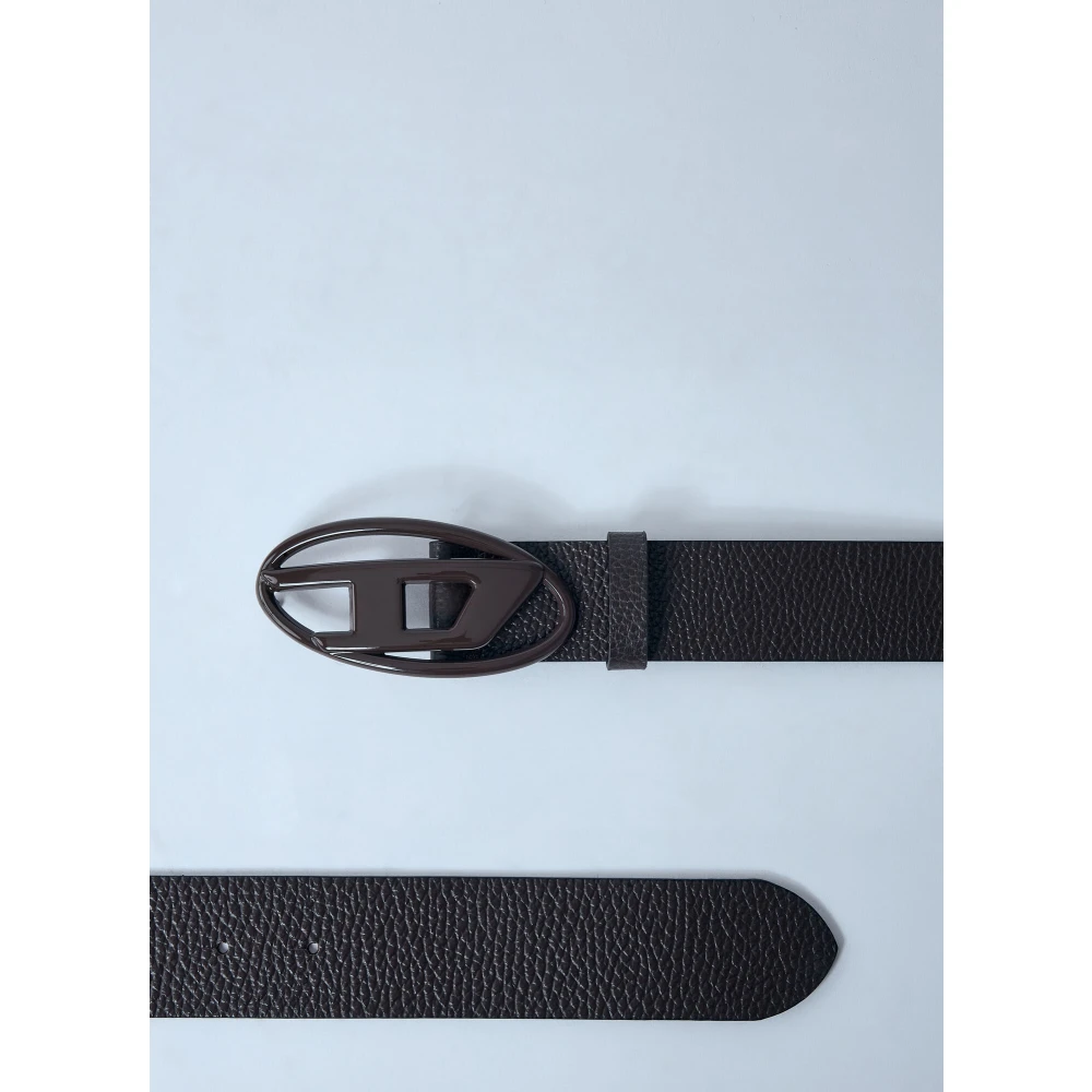 Diesel Leren riem met mat D-gesp Brown Heren