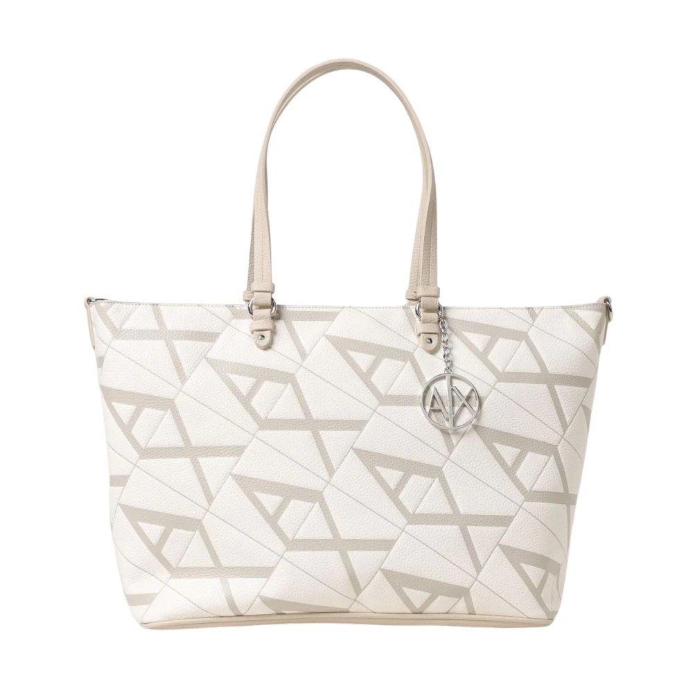 Armani Exchange Women's Beige Chic Geometric Shoulder Tote Bag