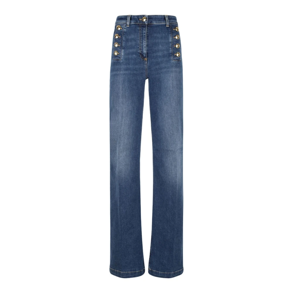 Elisabetta Franchi Flared Jeans met Zeemansknoopsluiting Blue Dames
