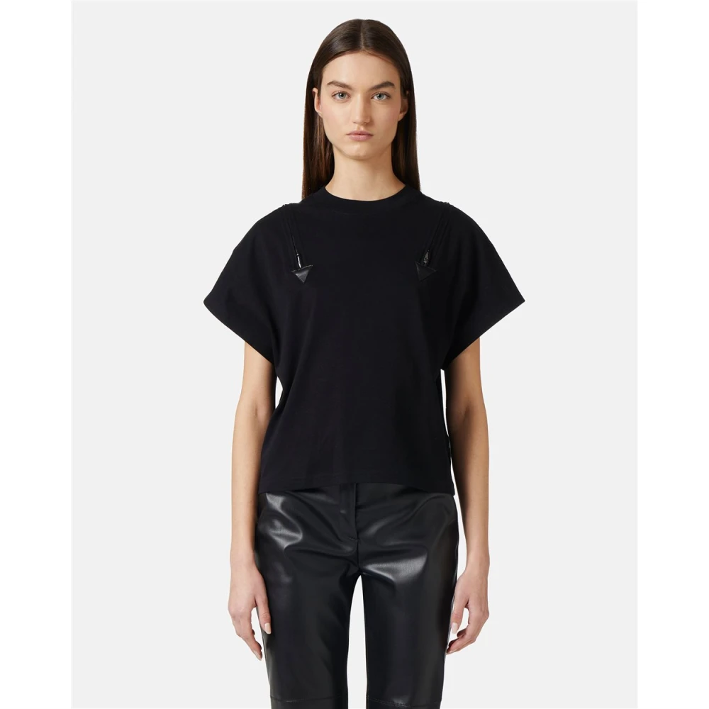 Iceberg Moderne T-shirt met ritsen Black Dames