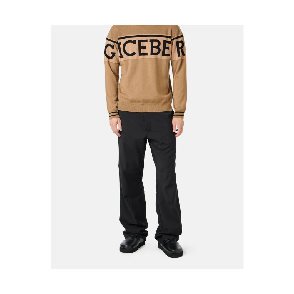 Iceberg Wollen trui met logo Beige Heren
