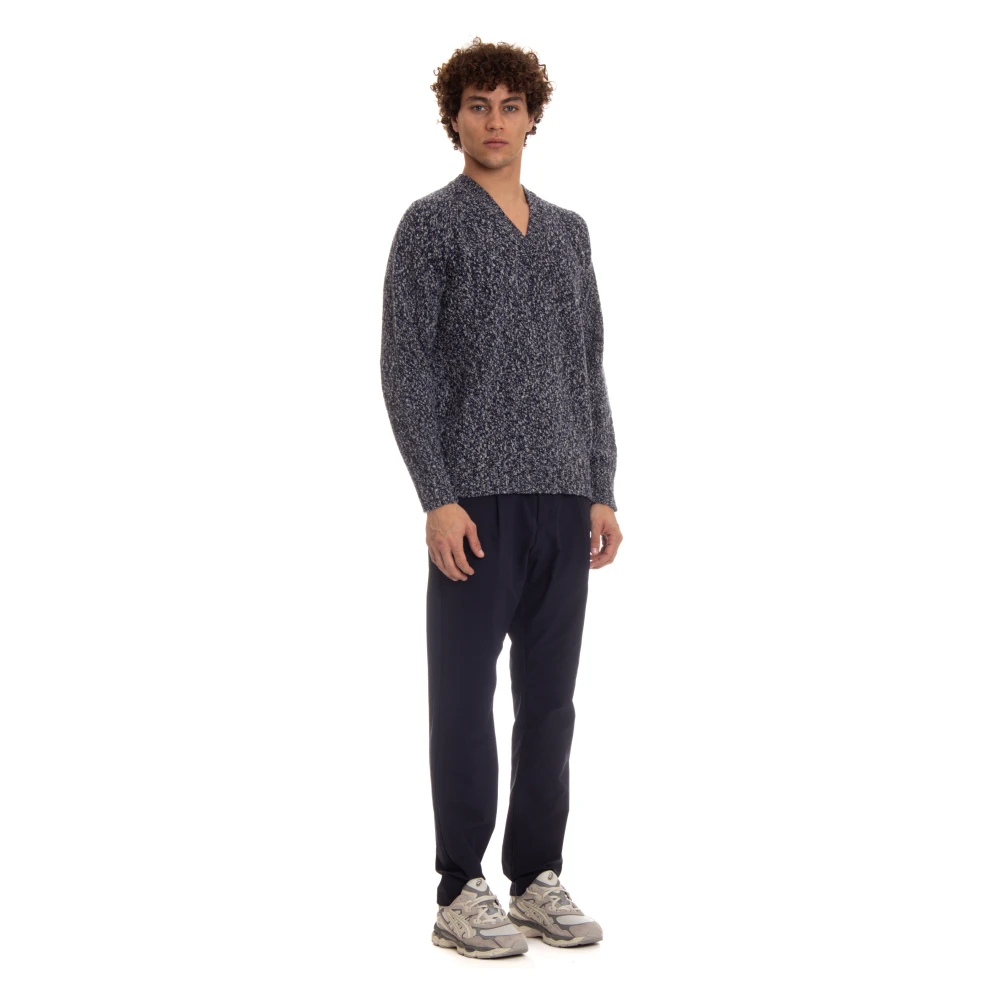 Drumohr Blauwe V-hals wollen trui Blue Heren