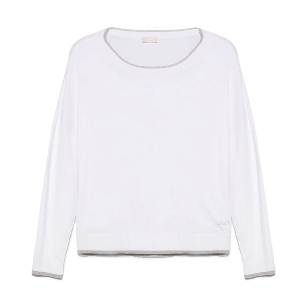 Liu Jo Witte Sweater met Appliqué Logo White Dames