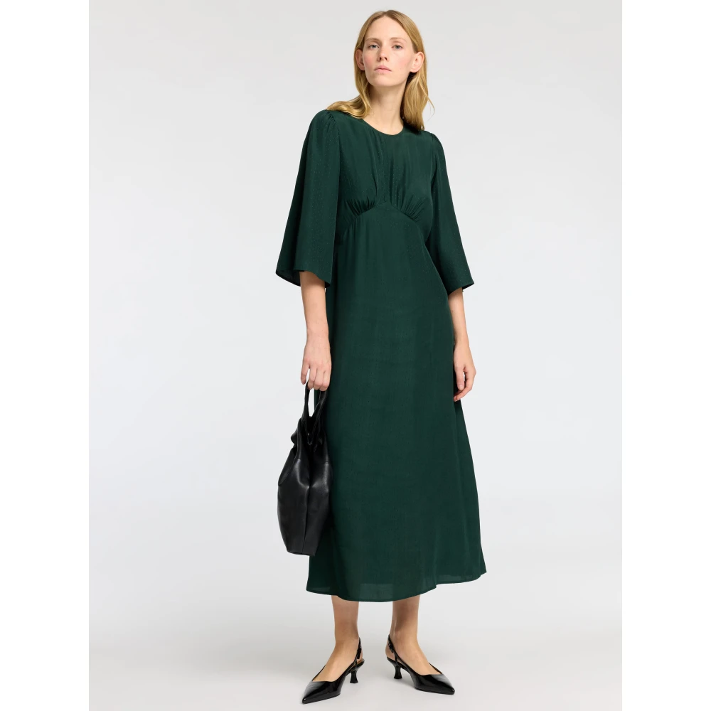 Selected Femme Elegante Groene Midi Jurk met 3 4 Mouwen Green Dames