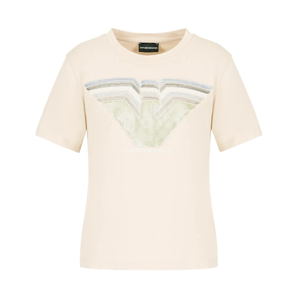 Emporio Armani Casual Katoenen T-Shirt Beige Dames