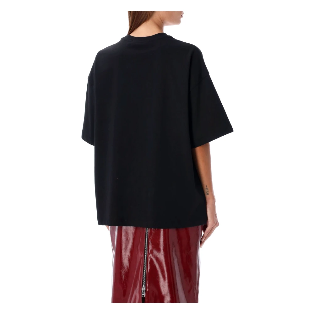 Msgm Zwart Grafisch Print T-Shirt Dameskleding Black Dames