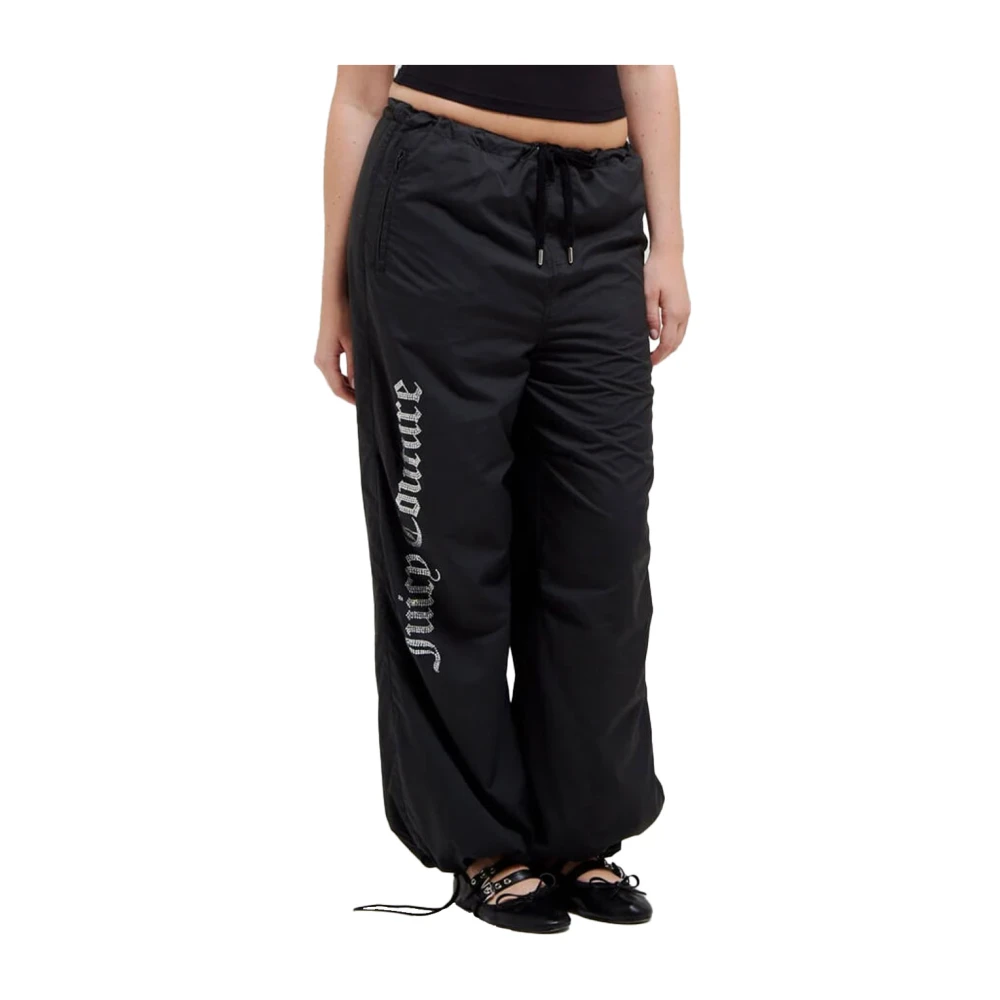 Juicy Couture Rechte Pijp Nylon Twill Parachute Broek Black Heren