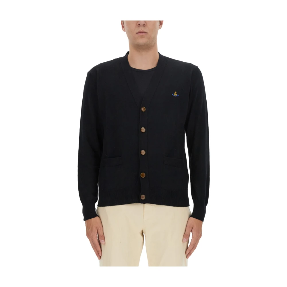 Vivienne Westwood Luxe Logo Cardigan Italiaans Ontwerp Black Heren