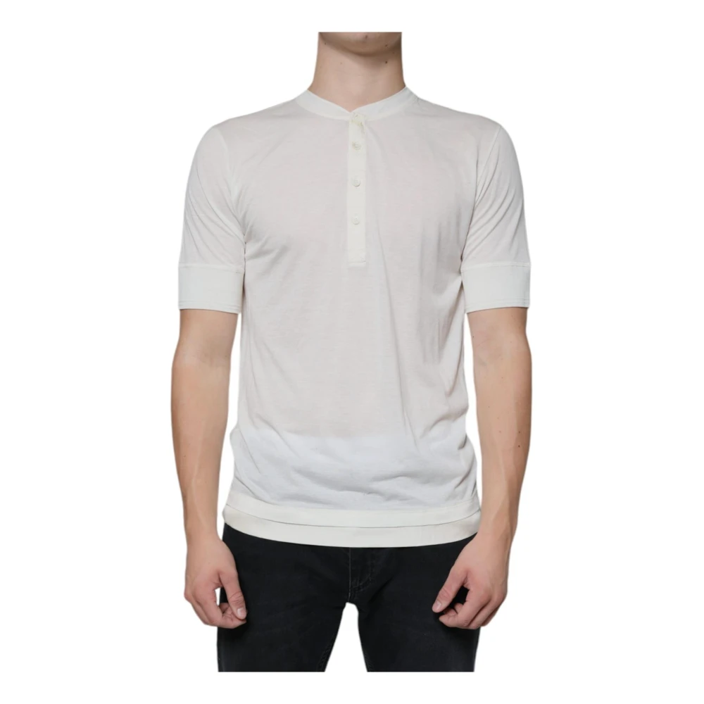Dolce & Gabbana White T-Shirts, Male, Xs, Silk Blend Short Sleeve T-Shirt
