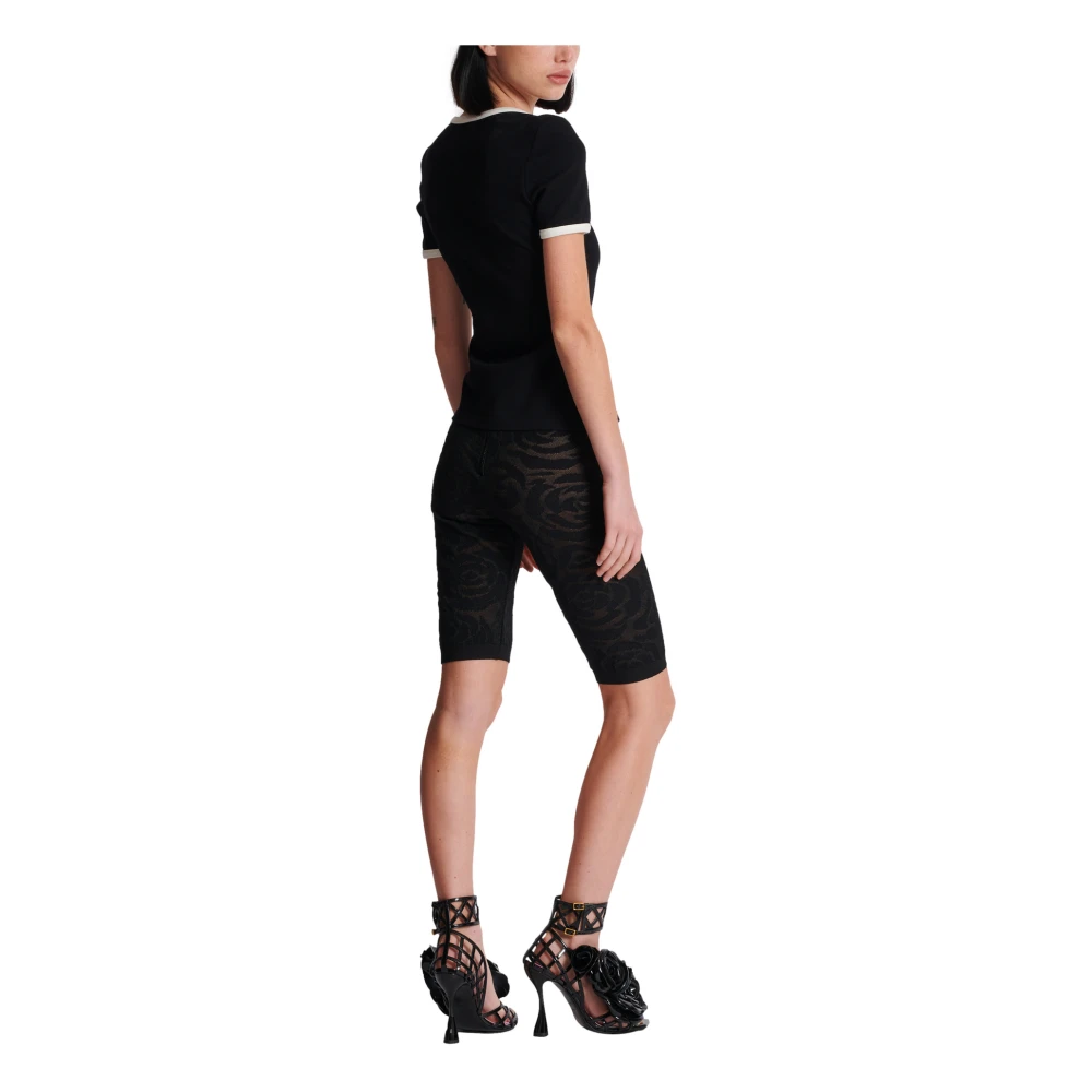 Balmain T-shirt met rozen detail Black Dames