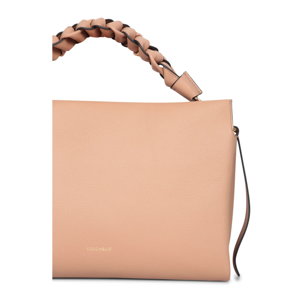 Coccinelle Gevlochten Handvat Leren Tas Beige Dames