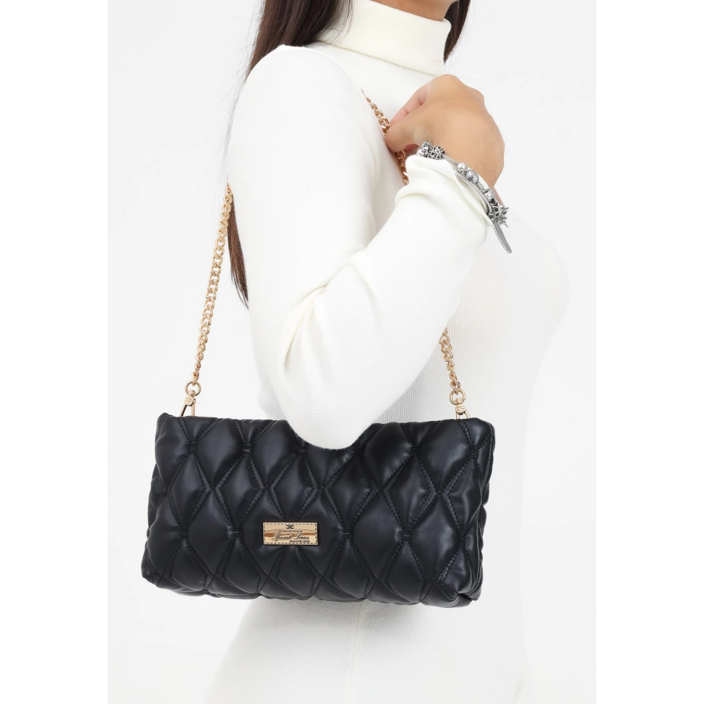 Elisabetta Franchi Geëmbosseerde Zwarte Clutch Handtas Herfst Winter Black Dames