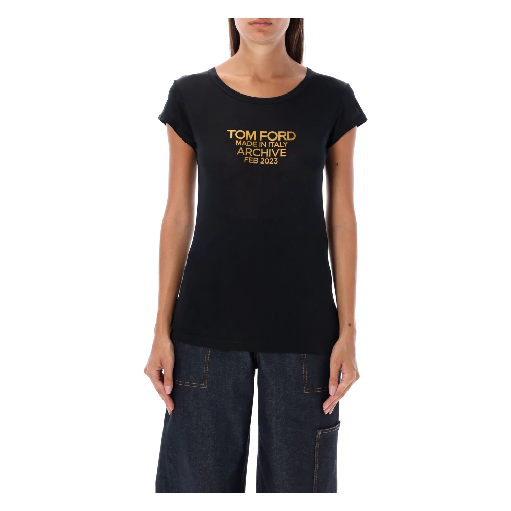 Tom Ford Dameskleding T-shirts Polos Zwart Aw23 Black Dames