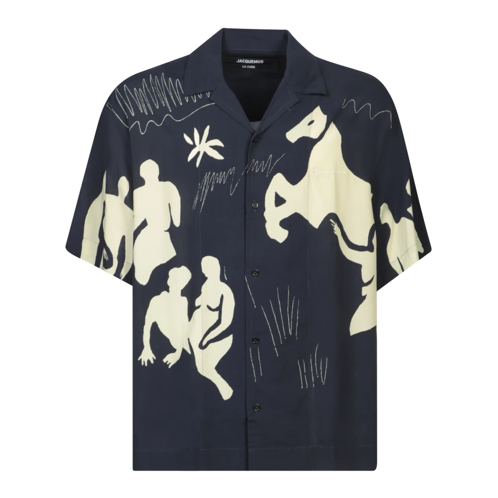 Jacquemus Blauw Grafisch Print Shirt Blue Heren