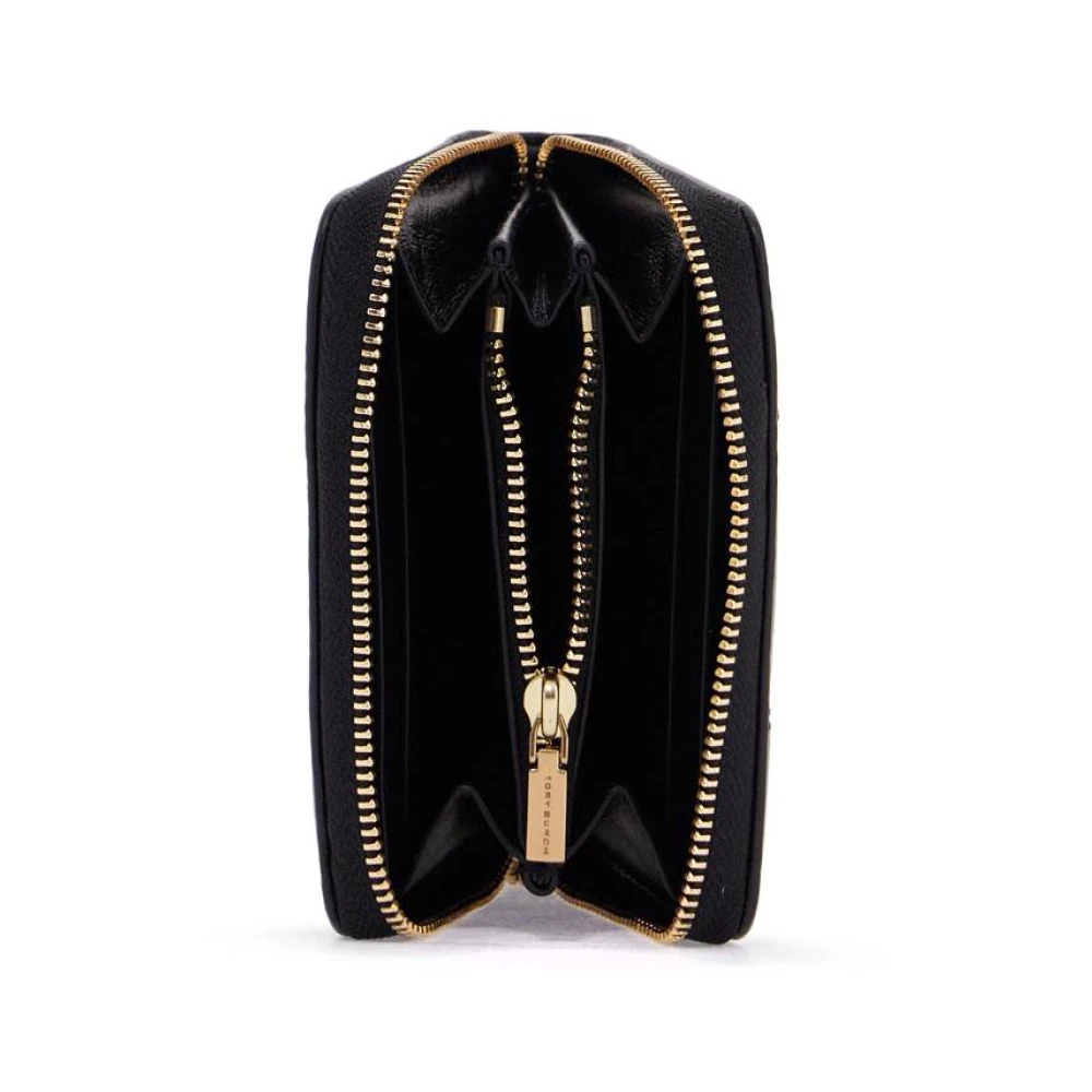 TORY BURCH Gewatteerde Leren Portemonnee met Bedeltjes Black Dames