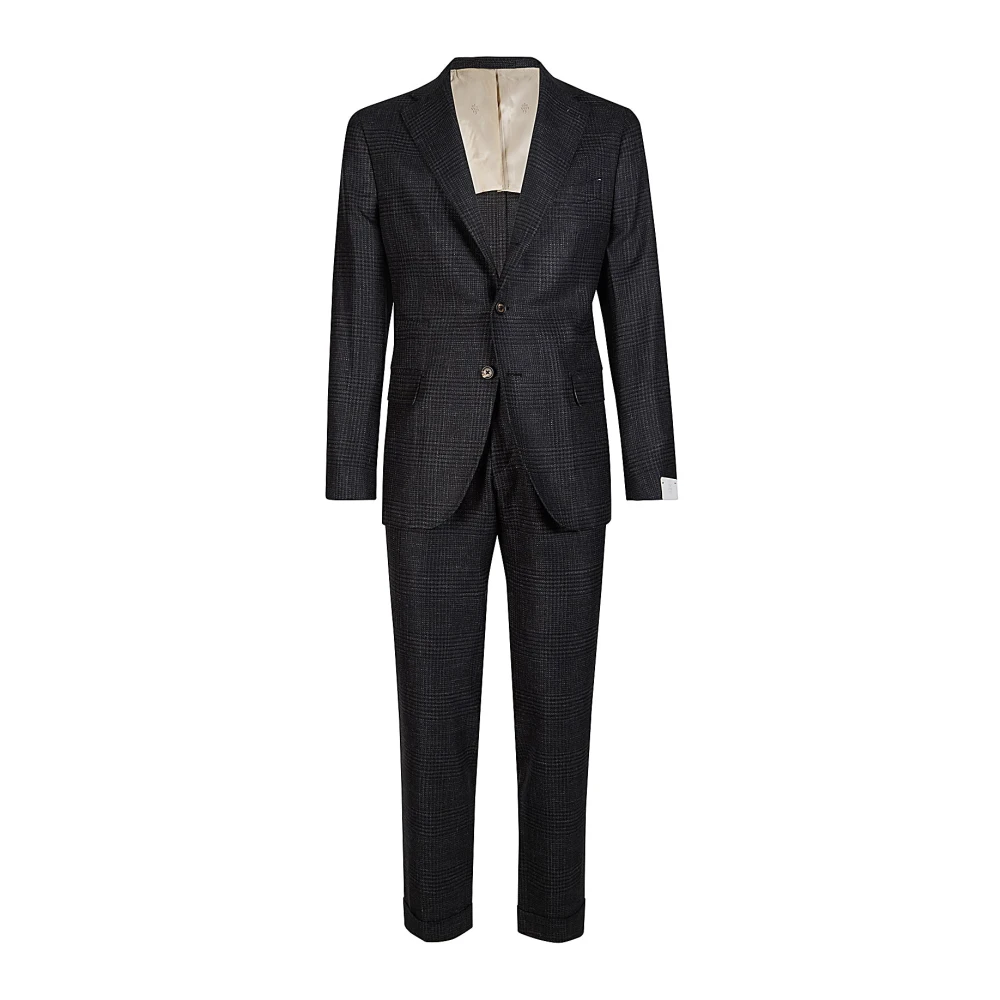Eleventy Men's Black Slim Fit Wool Silk Linen Suit - Single Breasted Suits - 2XL - Suits