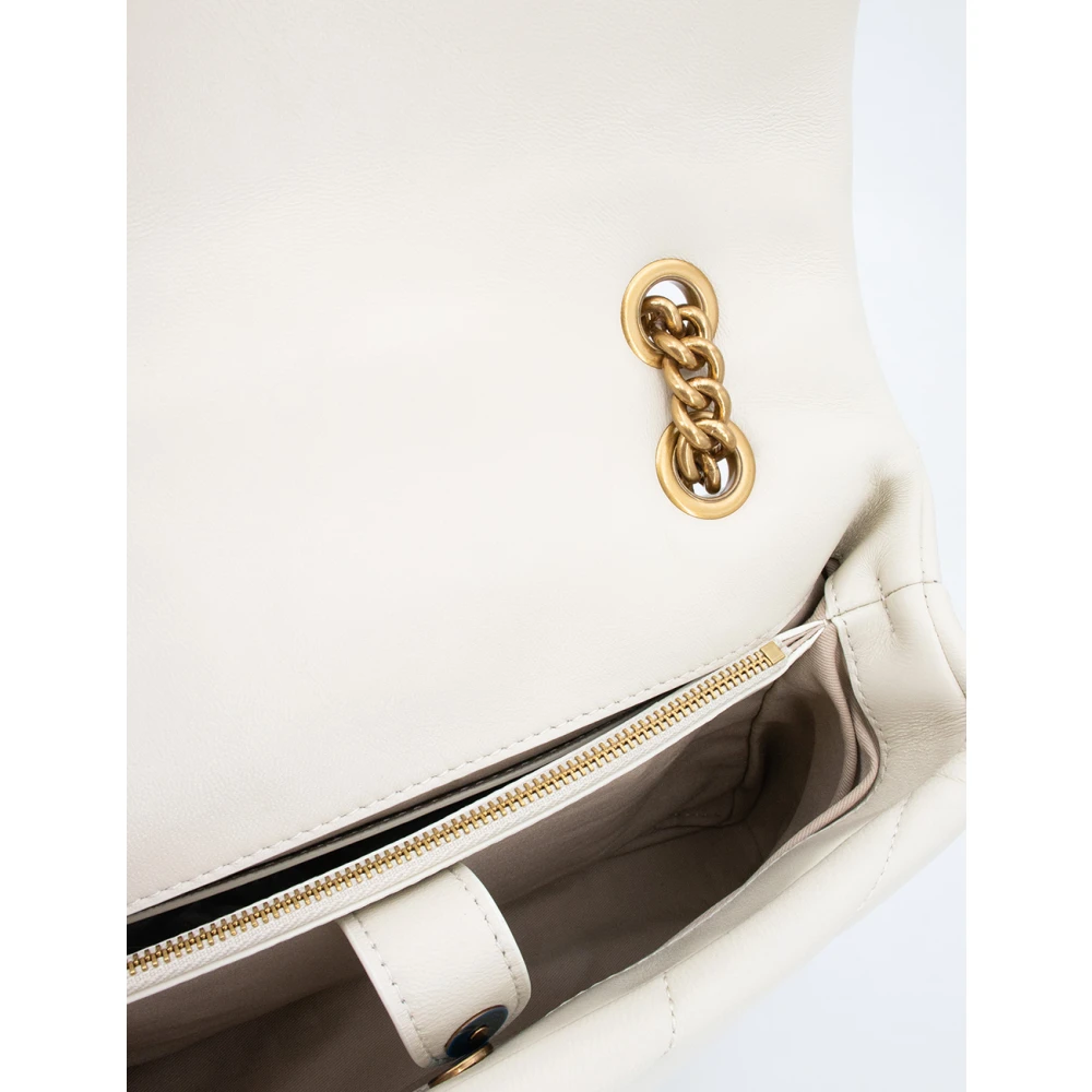 pinko Gewatteerde Leren Love Tas White Dames