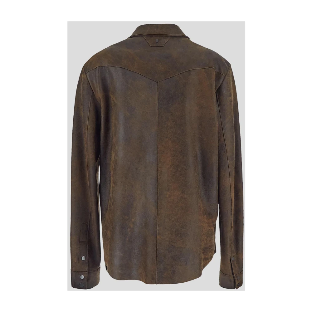 Salvatore Santoro Leren Bay Shirt Brown Heren