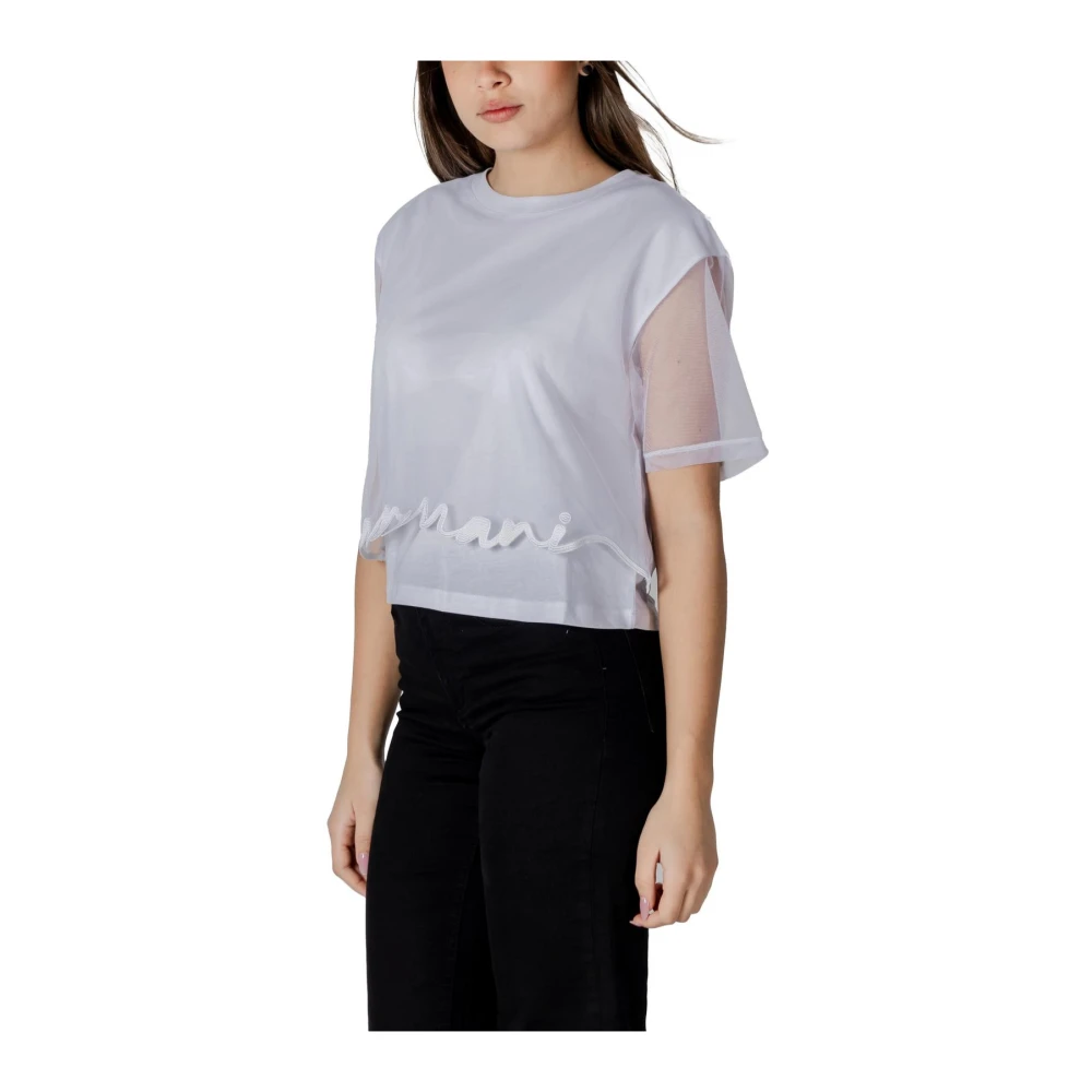 Armani Exchange Witte Katoenen T-shirt voor Vrouwen White Dames
