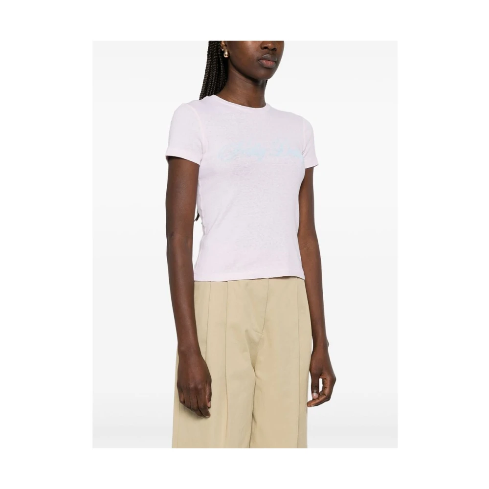 Re Done Roze Slogan Print T-shirt Pink Dames