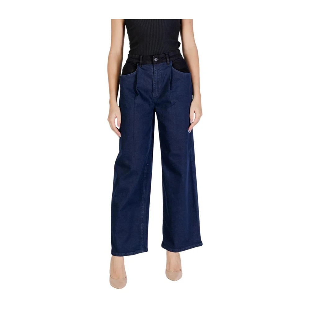 Ichi Blauwe Katoenmix Jeans & Broeken Blue Dames