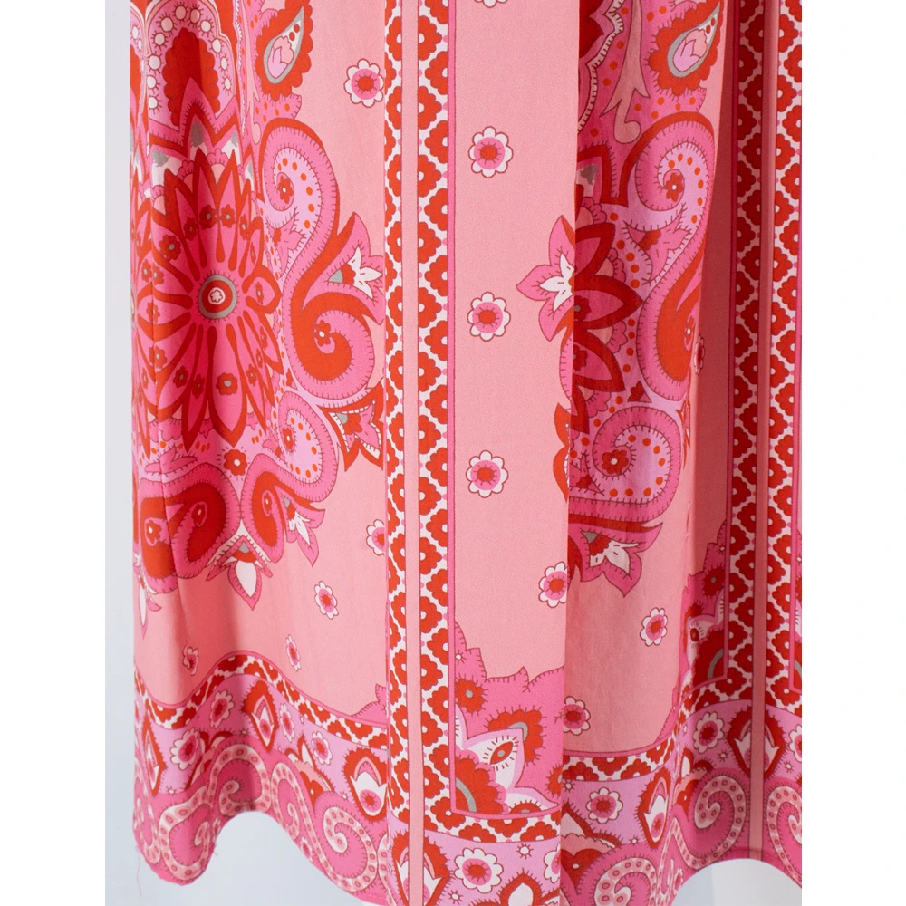 ETRO Bloemen Paisley Midi Jurk Pink Dames