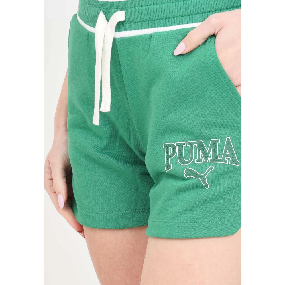 Puma Groen en Wit Squad Shorts Green Dames